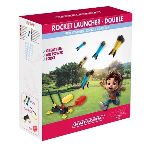 Dubbele raketlanceerder voor kinderen met pomp
