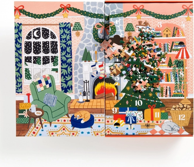 GALISON Puzzel Adventskalender Thuis voor Kerstmis 12x42 stukken