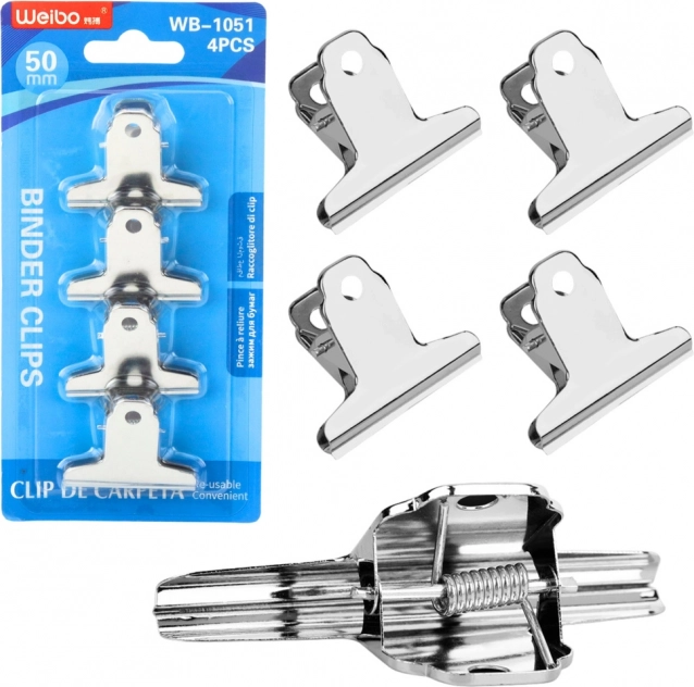 Set van metalen kantoorclips 50 mm - 4 stuks