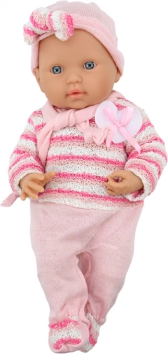 Stijlvolle roze outfit met truitje, mutsje en sjaal