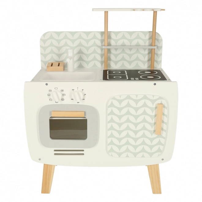 Retro houten kinderkeuken met accessoires