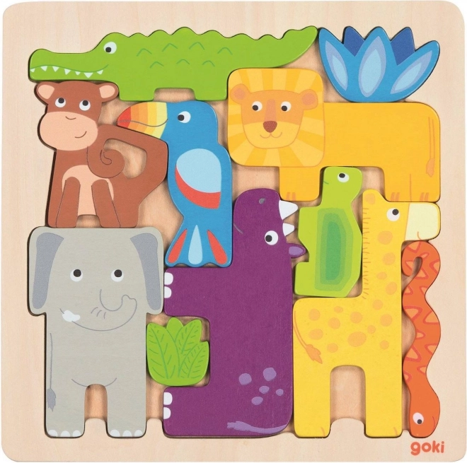 Contour houten puzzel Safari 11 stukjes Goki