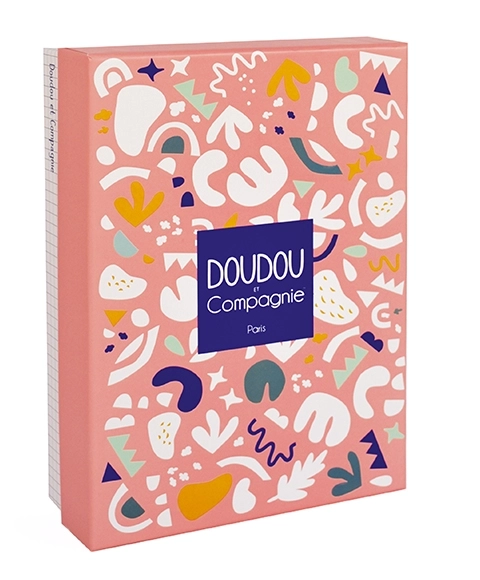 Doudou cadeau set - speeltje met fopspeenhouder dinosaurus roze