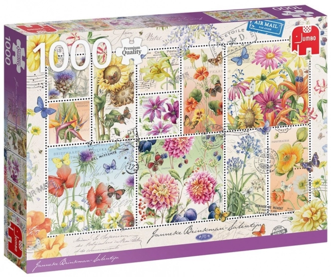 Jumbo puzzel zomer bloemenpostzegels 1000 stukjes