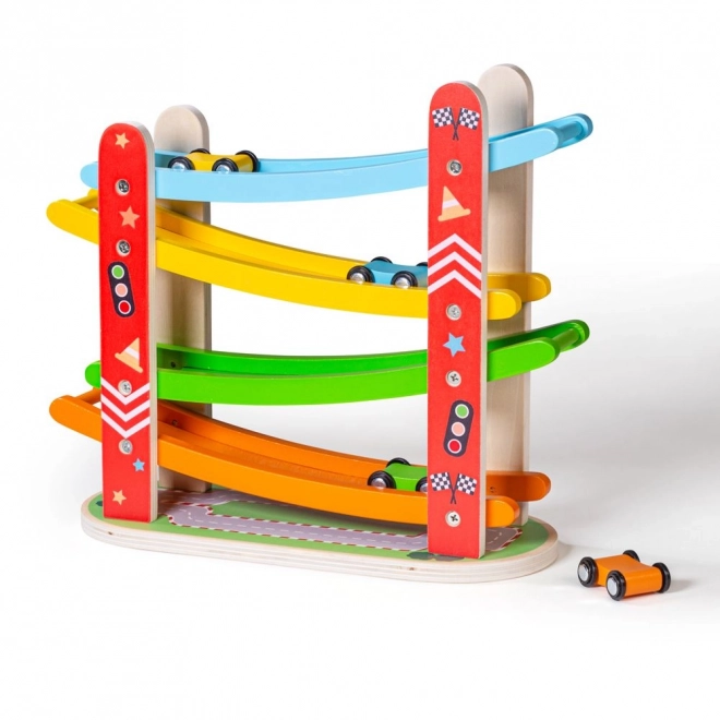 Houten racebaan voor auto's van Bigjigs Toys