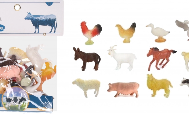 Set van 12 boerderijdierenfiguren