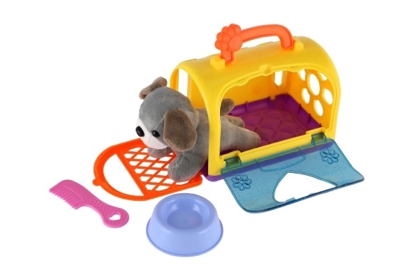 Transportbox met pluchen hondje