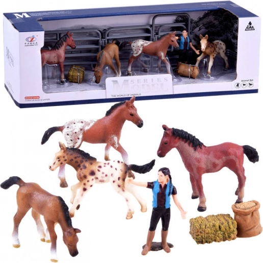 Serie Dieren boerderij – set met veulenstal, figuren en accessoires – Boerderij