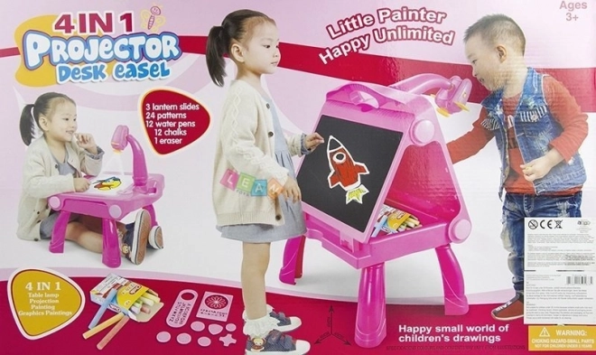 Roze bord met projector voor tekenen en schilderen