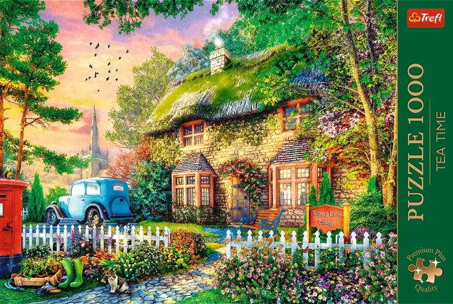 Puzzle TREFL Premium Plus: Theetijd - Sleepy Lane Cottage 1000 stukjes