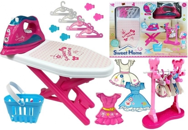 Roze strijkset met plank en hangers