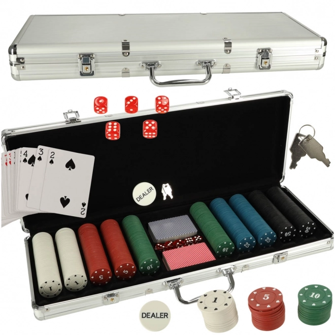 Pokerset in koffertje 500 fiches 2 kaartspellen