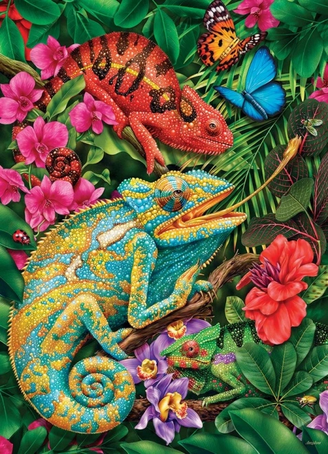 Puzzel Kleurrijke kameleons 1000 stukjes