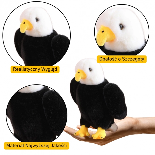 Pluchen adelaar zwart-wit 25 cm