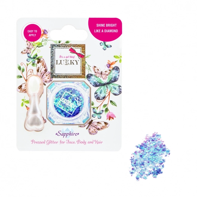 Lukky glitter met applicator voor gezicht, lichaam en haar - saffier