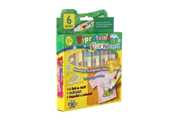 CREATOYS wasbare textielstiften, 6 stuks