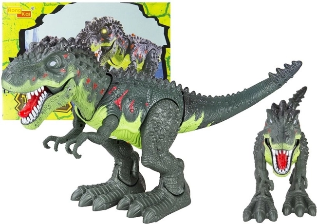 Lopende dinosaurus T-Rex op batterijen met licht en geluid – groen