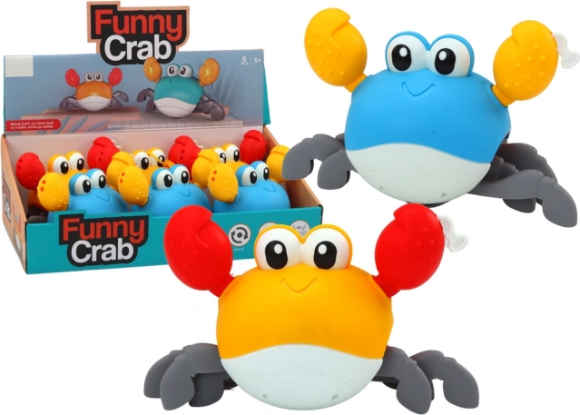 Bad speeltje Opwindbare krab loopt en zwemt blauw geel