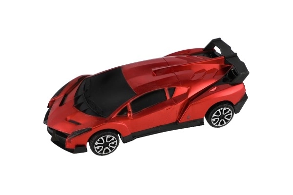 Kunststof racewagen 22cm met vliegwiel in 2 kleuren in zak 17,5x27cm
