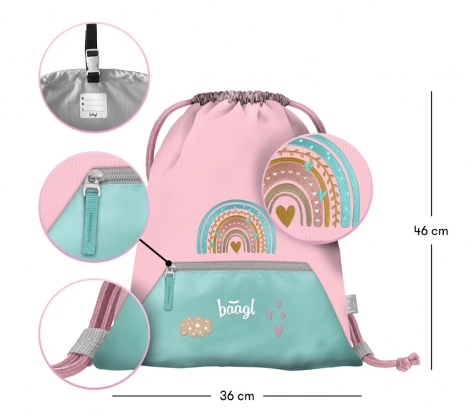 BAAGL 3 SET Zippy Duha roze: rugzak, etui, zak