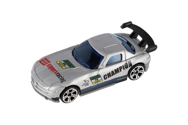 Auto race 6 stuks metaal/plastic 8cm vrije loop in doosje 10,5x27x4cm