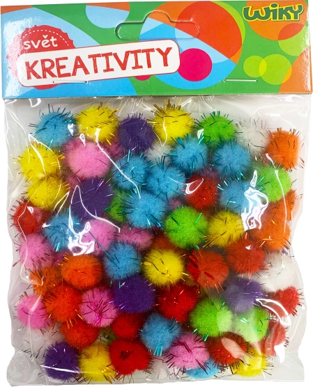Pompom glitter 15 mm, 80 stuks