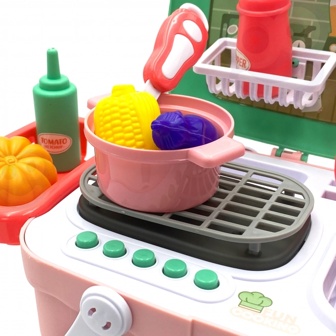 Woopie set van een kleine kok 2in1 draagbare keuken in een mandje 30 stuks