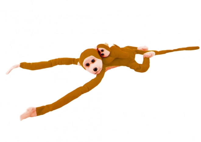 Pluchen aap met jong 70 cm