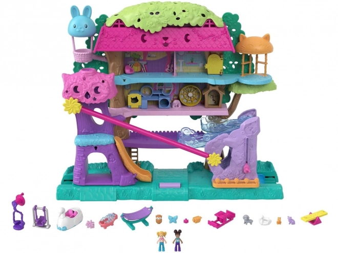 Polly Pocket Set figuren Dierenavontuur Boomhut