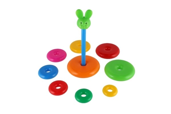 Stapelspel piramide met plastic ringen 28cm ass. 2 soorten in net 12m+
