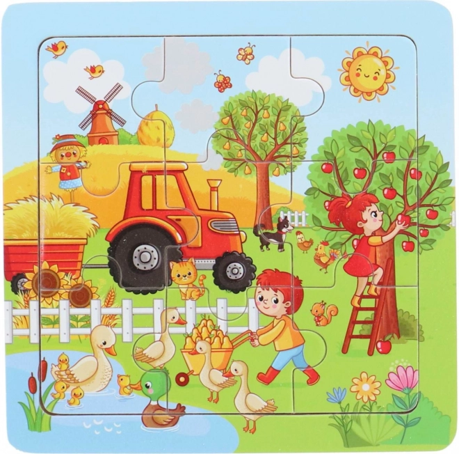 Houten puzzel Oogst 9 stukjes