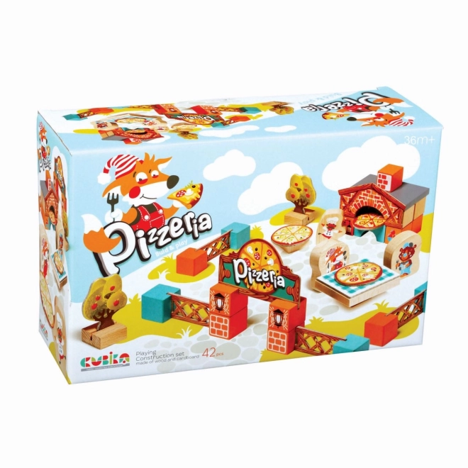 CUBIKA 14835 Pizzeria - houten bouwpakket met kartonnen accessoires