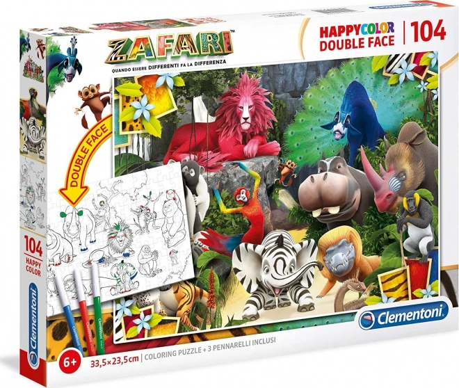 Tweedelig puzzel Clementoni Zafari: In de jungle 104 stukjes