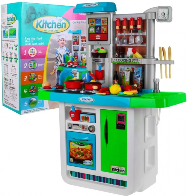 Interactieve kinderkeuken 3+ met waterkraan, licht en geluid – Blauw