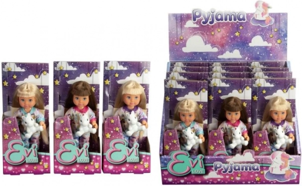 Pop Evička in pyjama met eenhoorn 12 cm