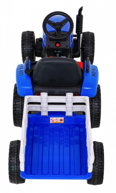 Kindertractor met aanhanger blauw