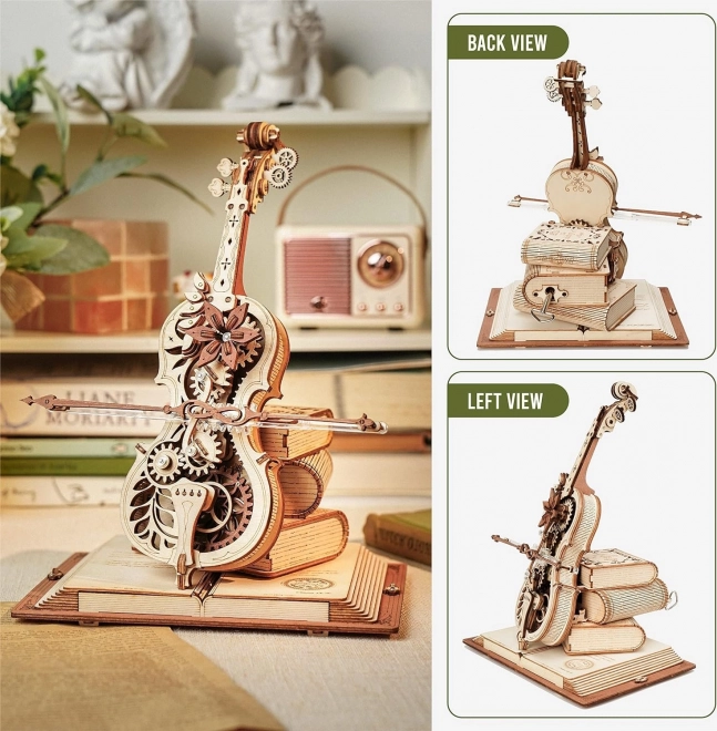 RoboTime houten mechanische puzzel Magische cello (elektrische aandrijving)