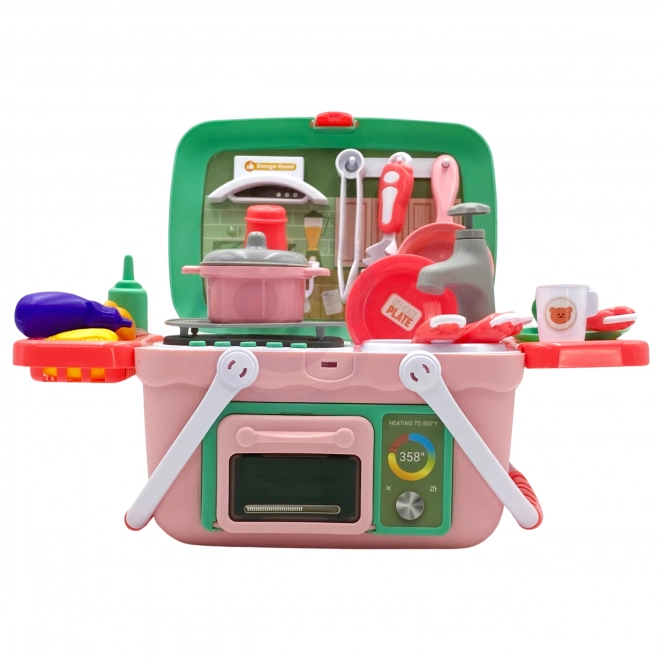 Woopie set van een kleine kok 2in1 draagbare keuken in een mandje 30 stuks