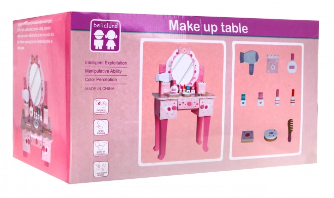 Houten kaptafel met krukje voor meisjes Home Beauty Salon Make-up + accessoires