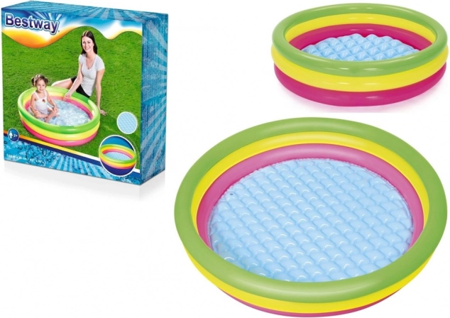 Bestway kinderopblaasbad met zachte bodem, 3 ringen (102 × 25 cm)