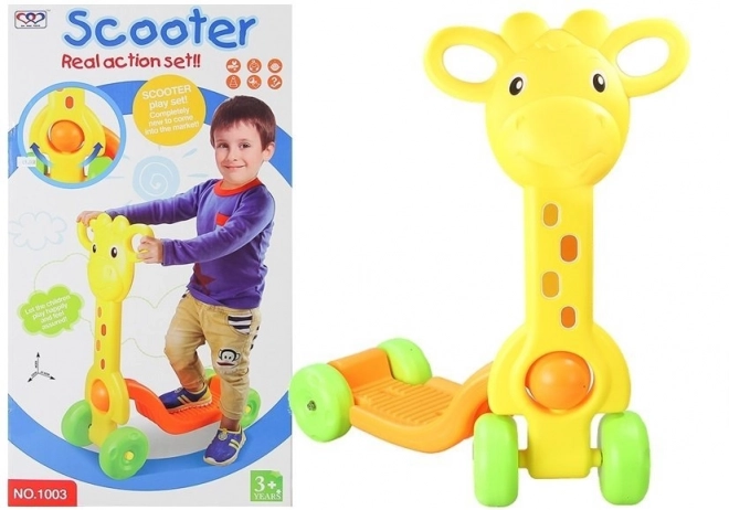 Kinderstep 4 wielen giraffe geel