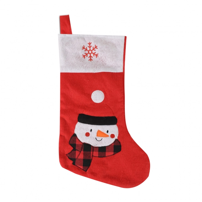 Kerstsok rood met sneeuwpop