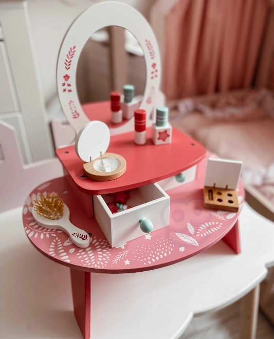 Roze houten kaptafel met spiegel Tooky Toy