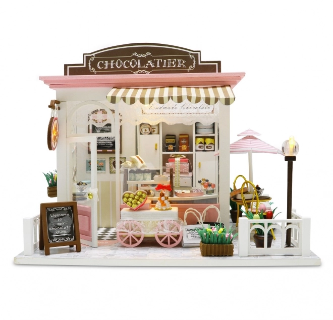 Negen miniatuurhuisjes Chocoladefabriek