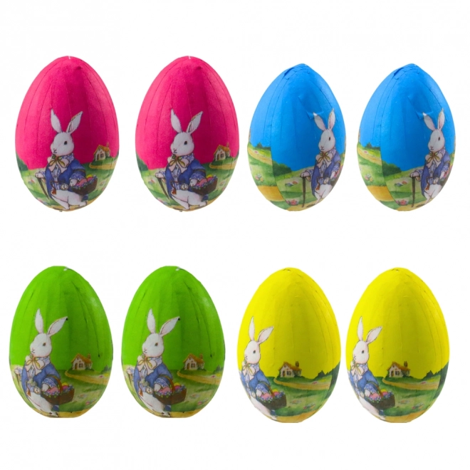 Paaseieren aan draad met konijn - set van 6 stuks