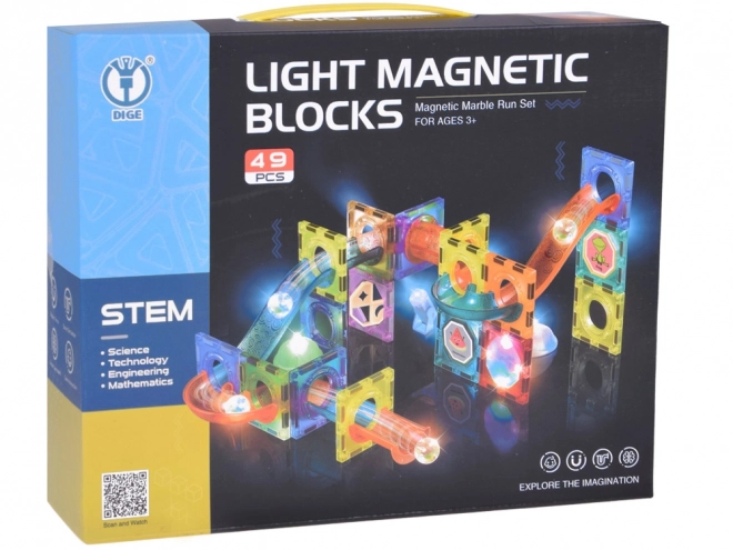 3D magnetische blokken voor kinderen Het bouwen van een lichtgevende knikkerbaan 49 elementen ZA5250
