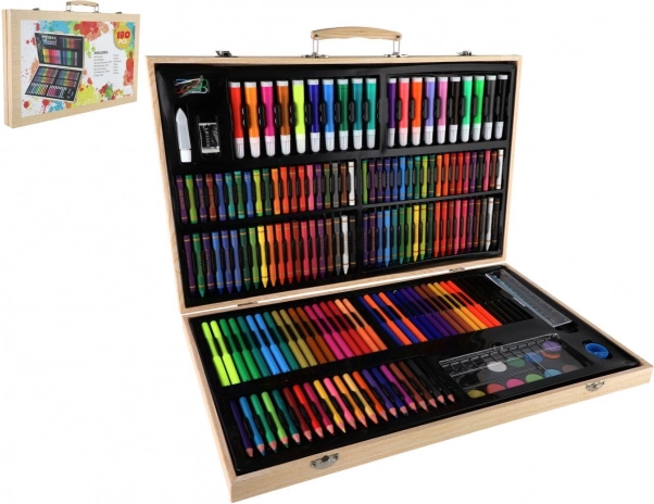 Creatieve schilderset 180 stuks in houten koffer 47 × 30 × 4,5 cm