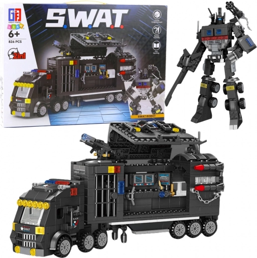 Bouwset 8-in-1 SWAT – politievoertuigen en robot, 826 stukjes