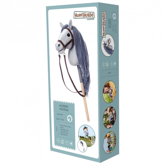 HOPPIHORSE stokpaard hobby horse formaat A4 grijs