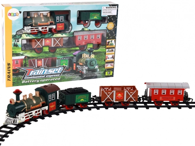 Elektrische treinlocomotief 3 wagons Geluiden Lichten